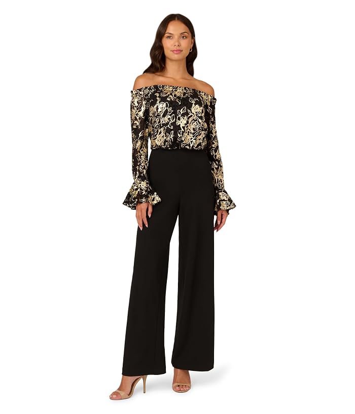 Women's Adrianna Papell Lace and Crepe Jumpsuit