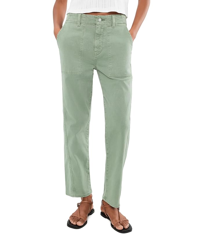 Women's AG Jeans Analeigh Mid-Rise Utility Pants in Sulfur Faded Moss
