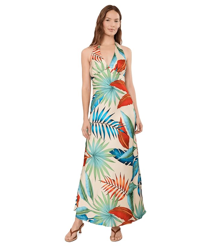 Women's Avec Les Filles Botanical Satin Scarf Tie Maxi Dress
